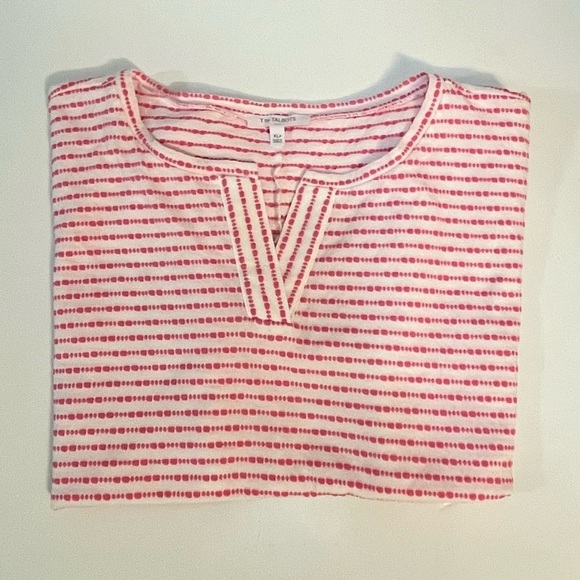 Set of 2 PetiteT by Talbots Tops Textured Dot Stripe Tee Shirts Womens XLp - Picture 7 of 15